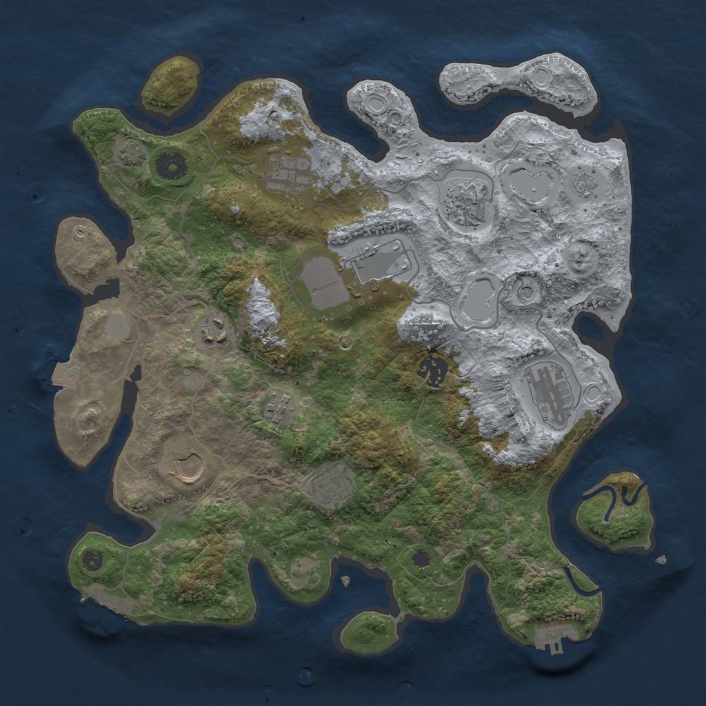 Rust Map: Procedural Map, Size: 3500, Seed: 1343040740, 17 Monuments