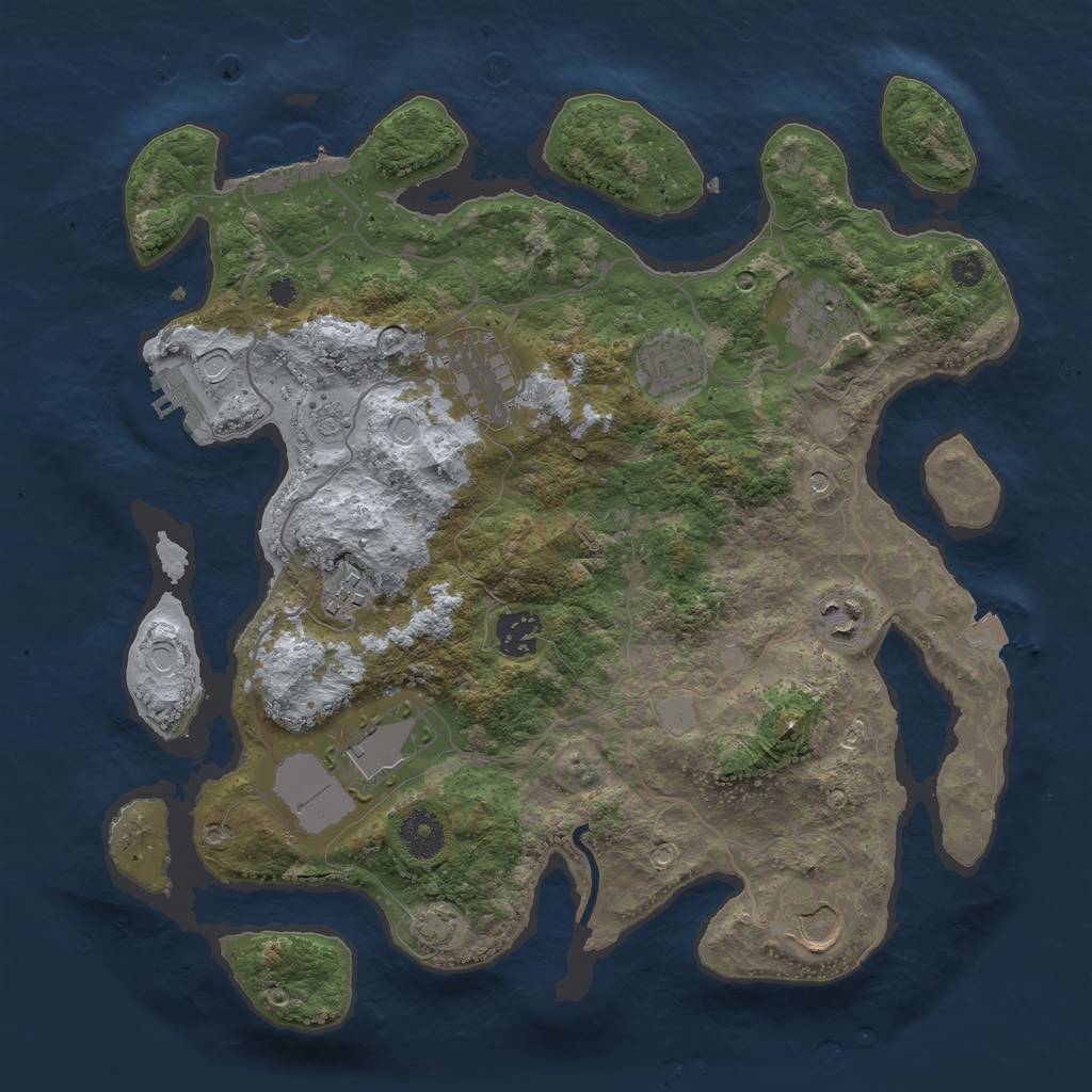 Rust Map: Procedural Map, Size: 3500, Seed: 1560309437, 16 Monuments