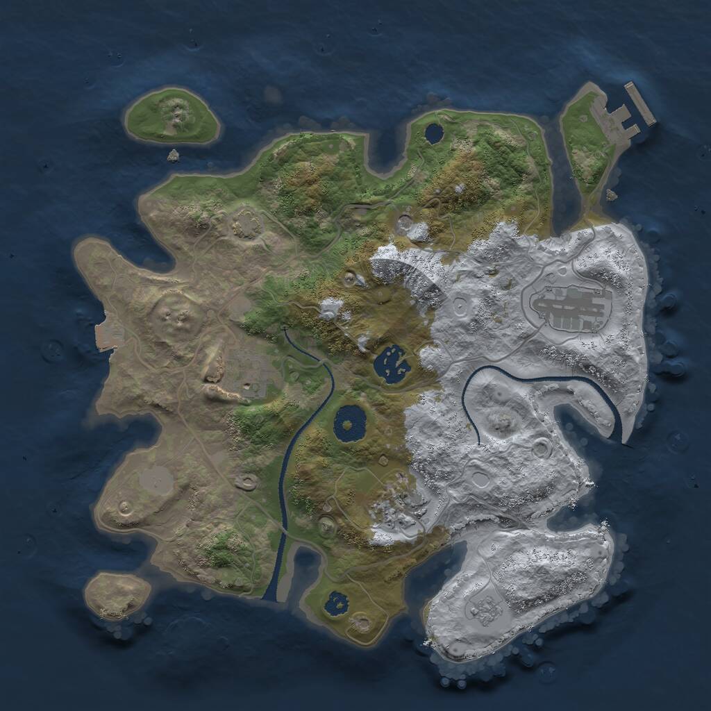 Rust Map: Procedural Map, Size: 3000, Seed: 387593848, 9 Monuments