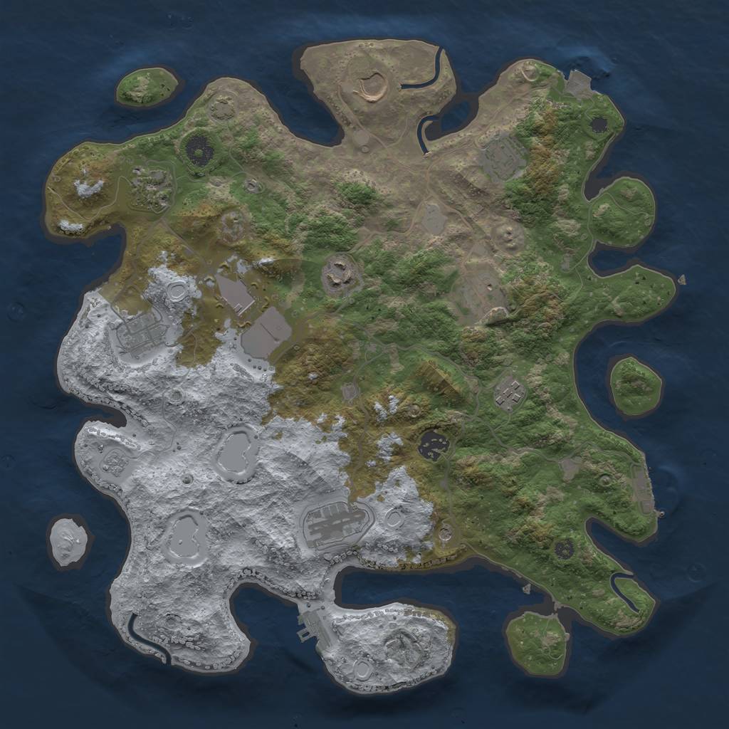 Rust Map: Procedural Map, Size: 3750, Seed: 813874617, 18 Monuments