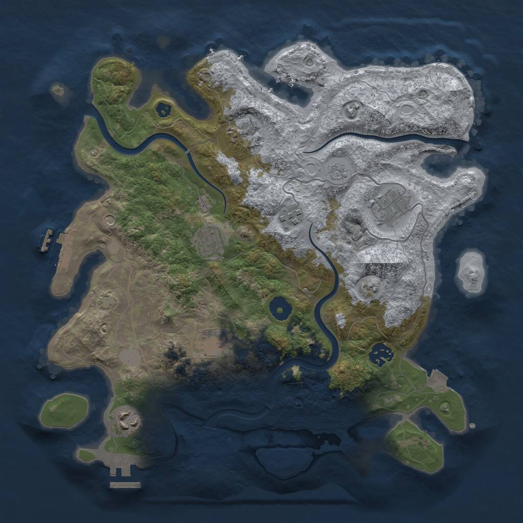 Rust Map: Procedural Map, Size: 3450, Seed: 64756635, 13 Monuments