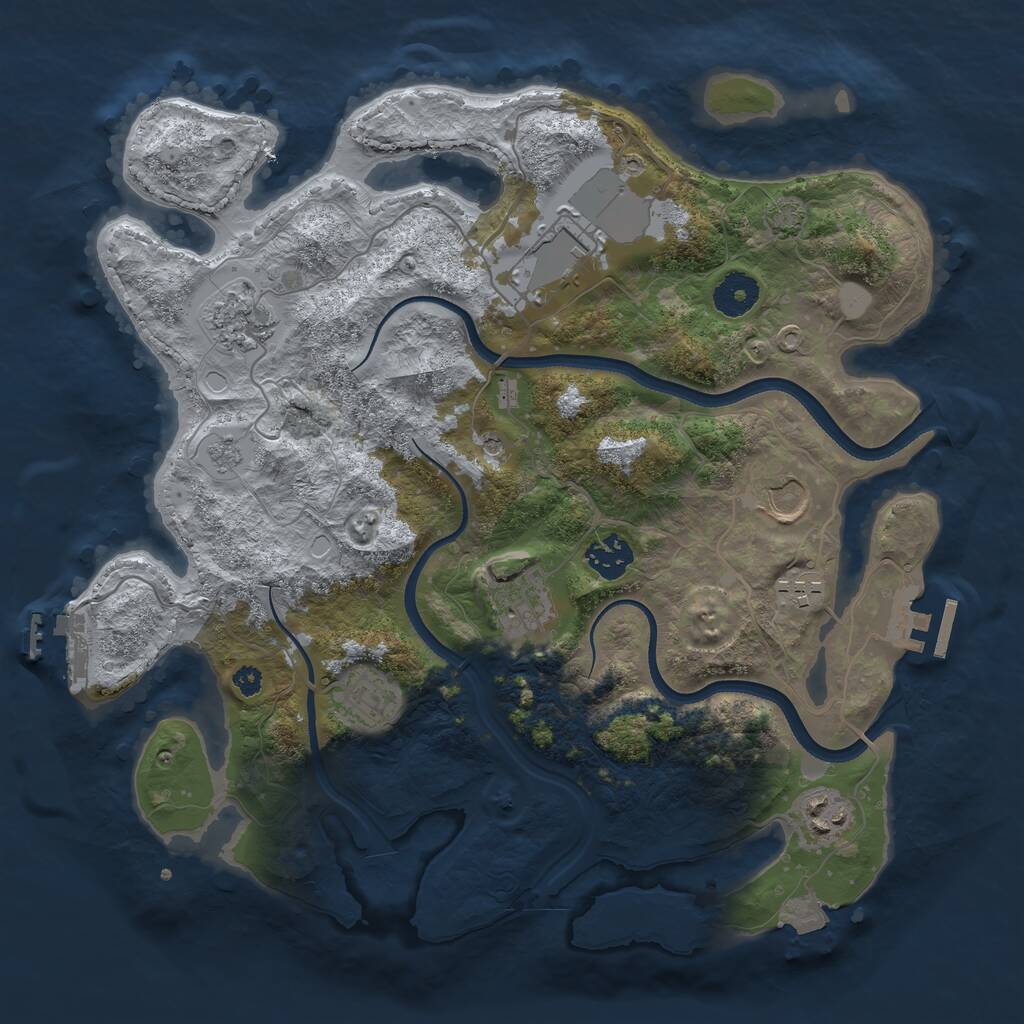 Rust Map: Procedural Map, Size: 3500, Seed: 1334356940, 14 Monuments