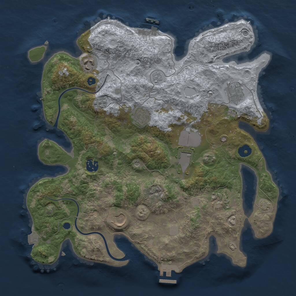 Rust Map: Procedural Map, Size: 3500, Seed: 254201585, 14 Monuments