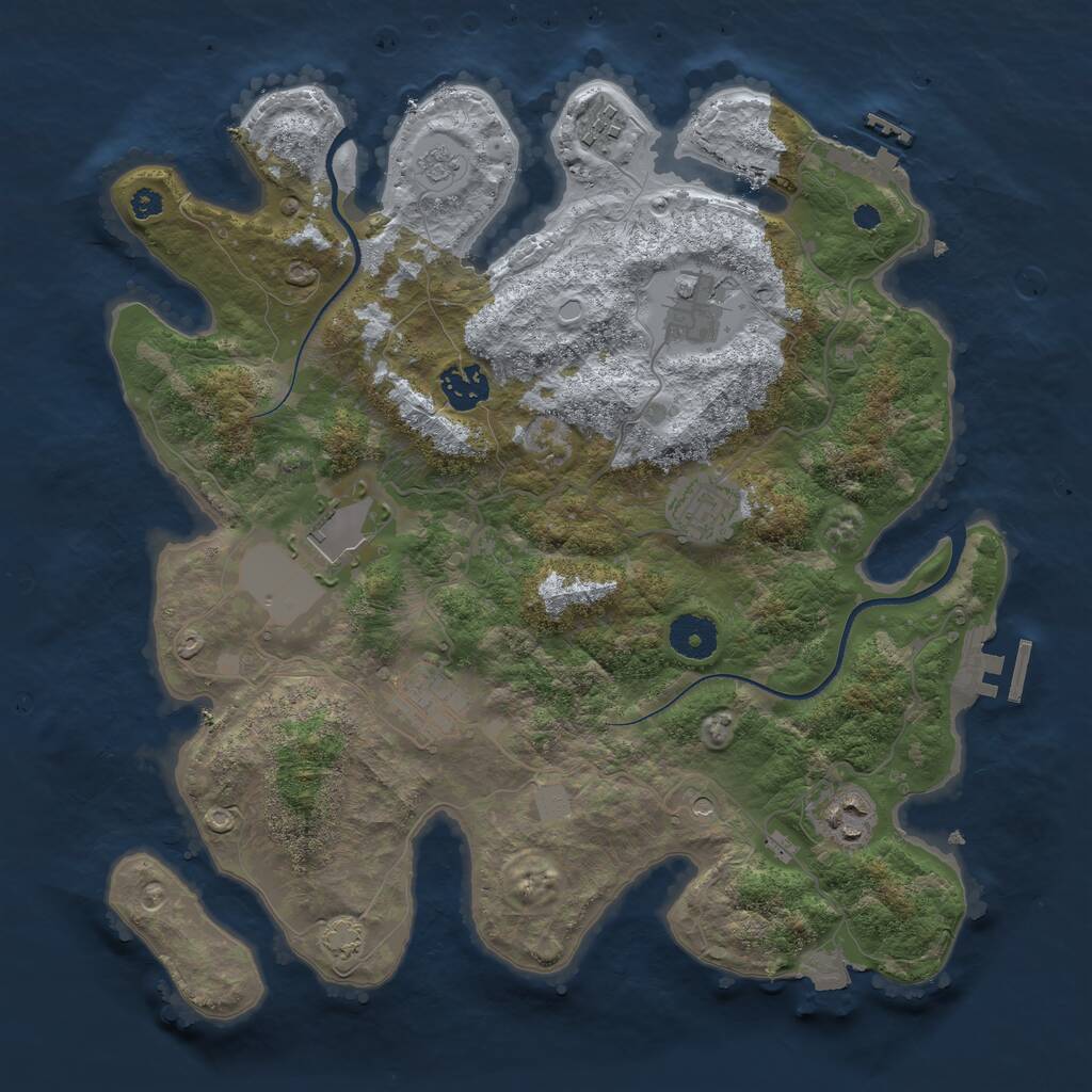 Rust Map: Procedural Map, Size: 3500, Seed: 422333682, 13 Monuments