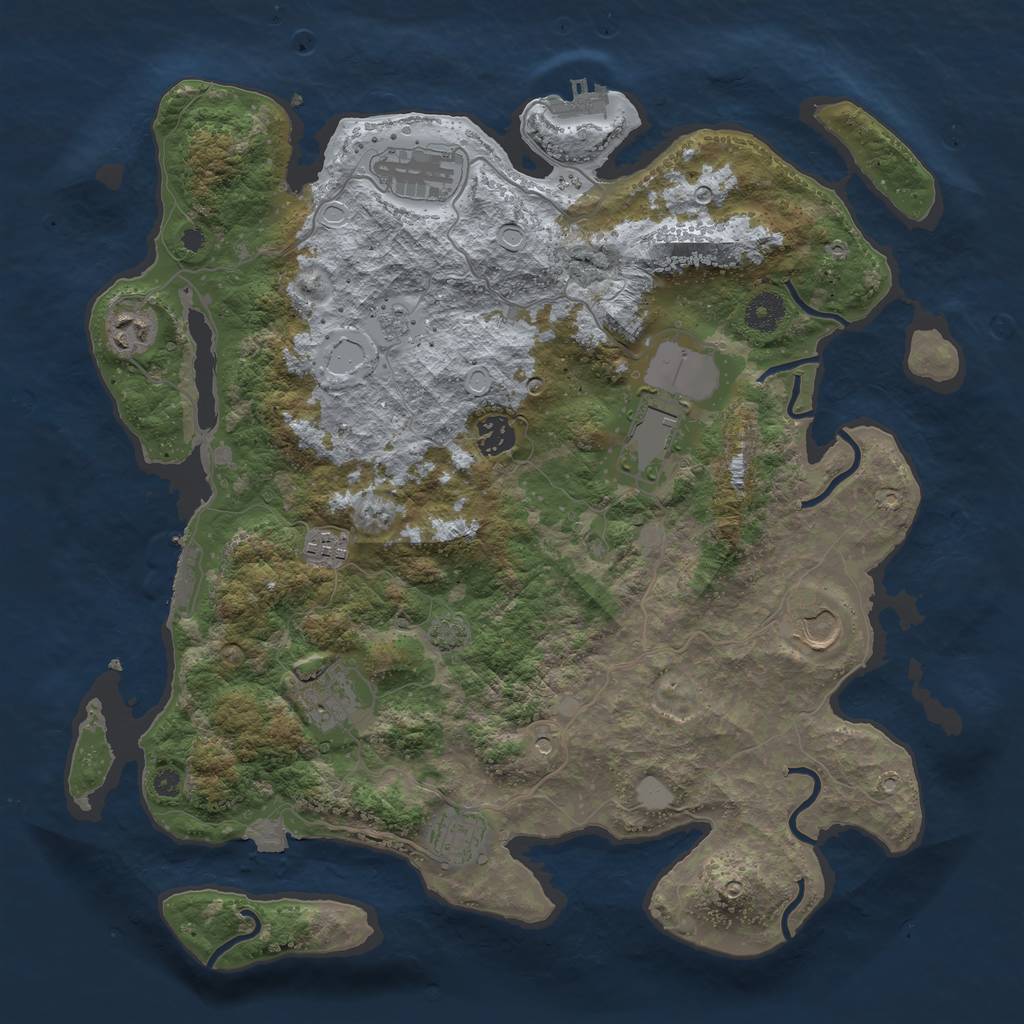 Rust Map: Procedural Map, Size: 3850, Seed: 89173039, 16 Monuments