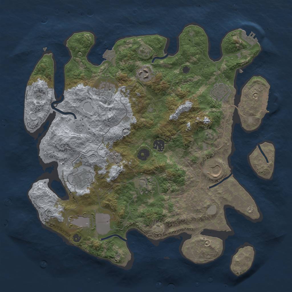 Rust Map: Procedural Map, Size: 3650, Seed: 53226525, 17 Monuments