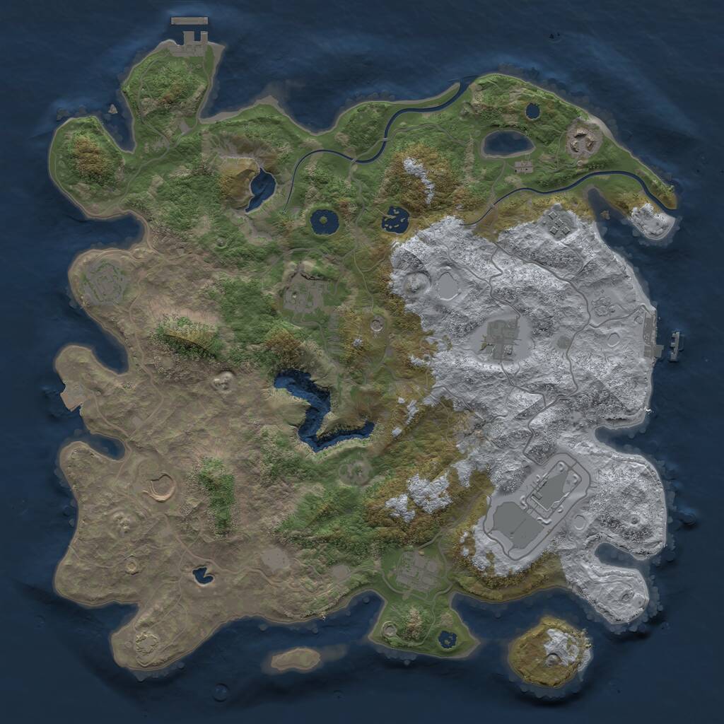 Rust Map: Procedural Map, Size: 4000, Seed: 45287890, 15 Monuments