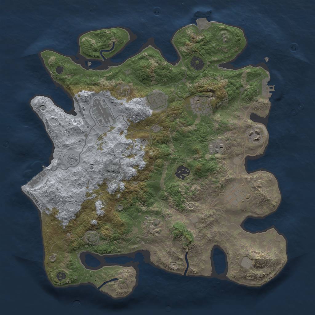 Rust Map: Procedural Map, Size: 3450, Seed: 60582963, 16 Monuments