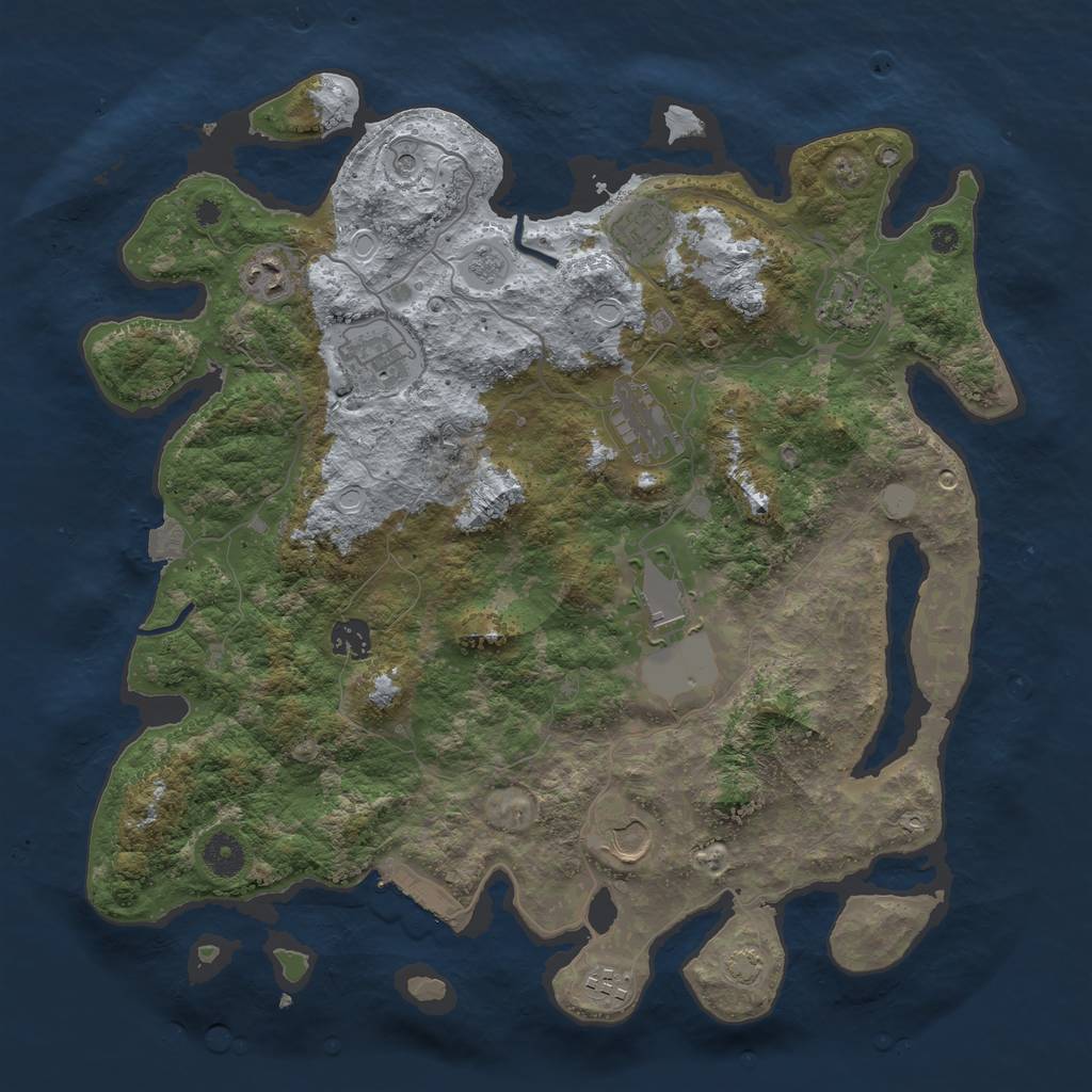 Rust Map: Procedural Map, Size: 3900, Seed: 68549229, 16 Monuments