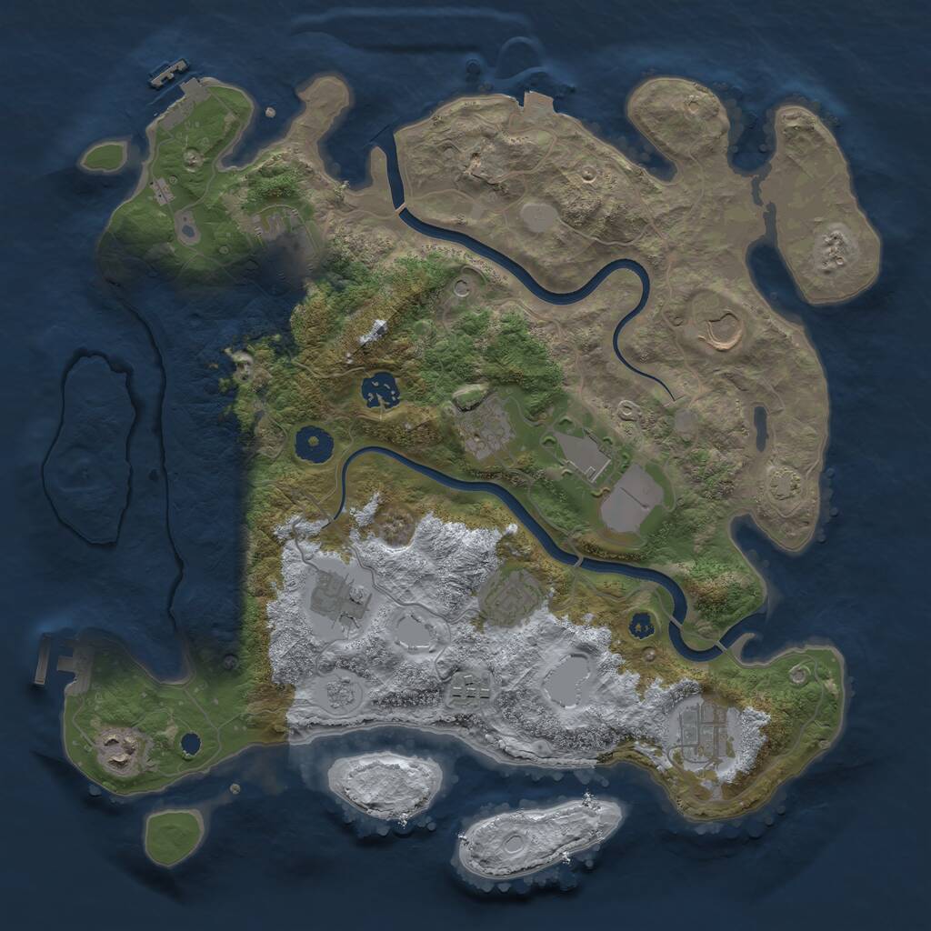 Rust Map: Procedural Map, Size: 3700, Seed: 31498046, 16 Monuments