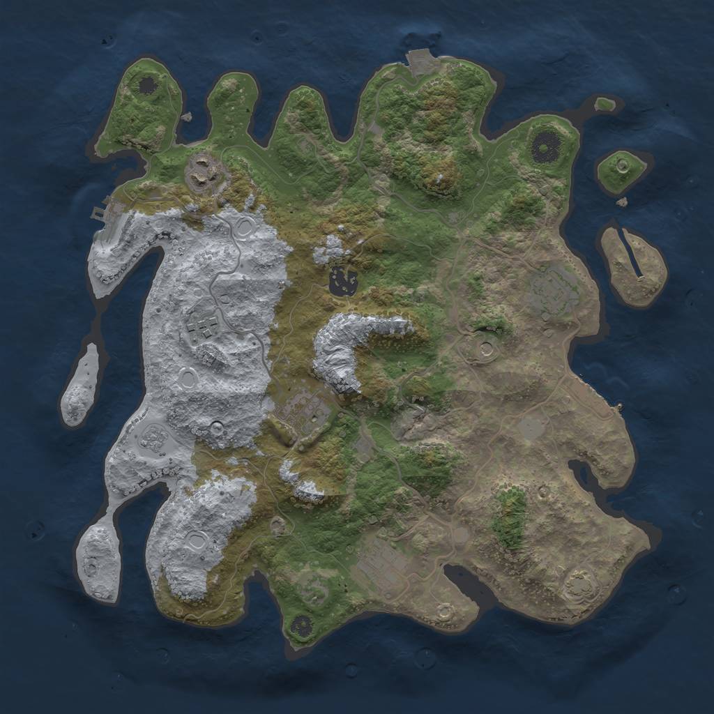 Rust Map: Procedural Map, Size: 3450, Seed: 2850055, 14 Monuments