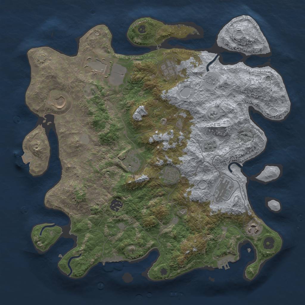 Rust Map: Procedural Map, Size: 3800, Seed: 74198739, 17 Monuments