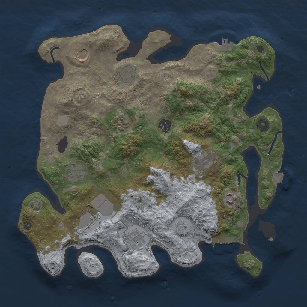 Rust Map: Procedural Map, Size: 3550, Seed: 26523883, 17 Monuments