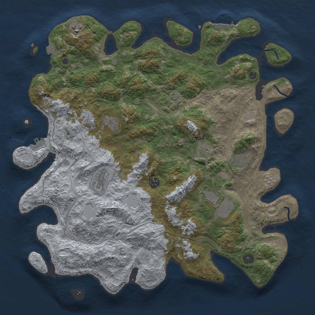 Rust Map: Procedural Map, Size: 4400, Seed: 40145386, 16 Monuments