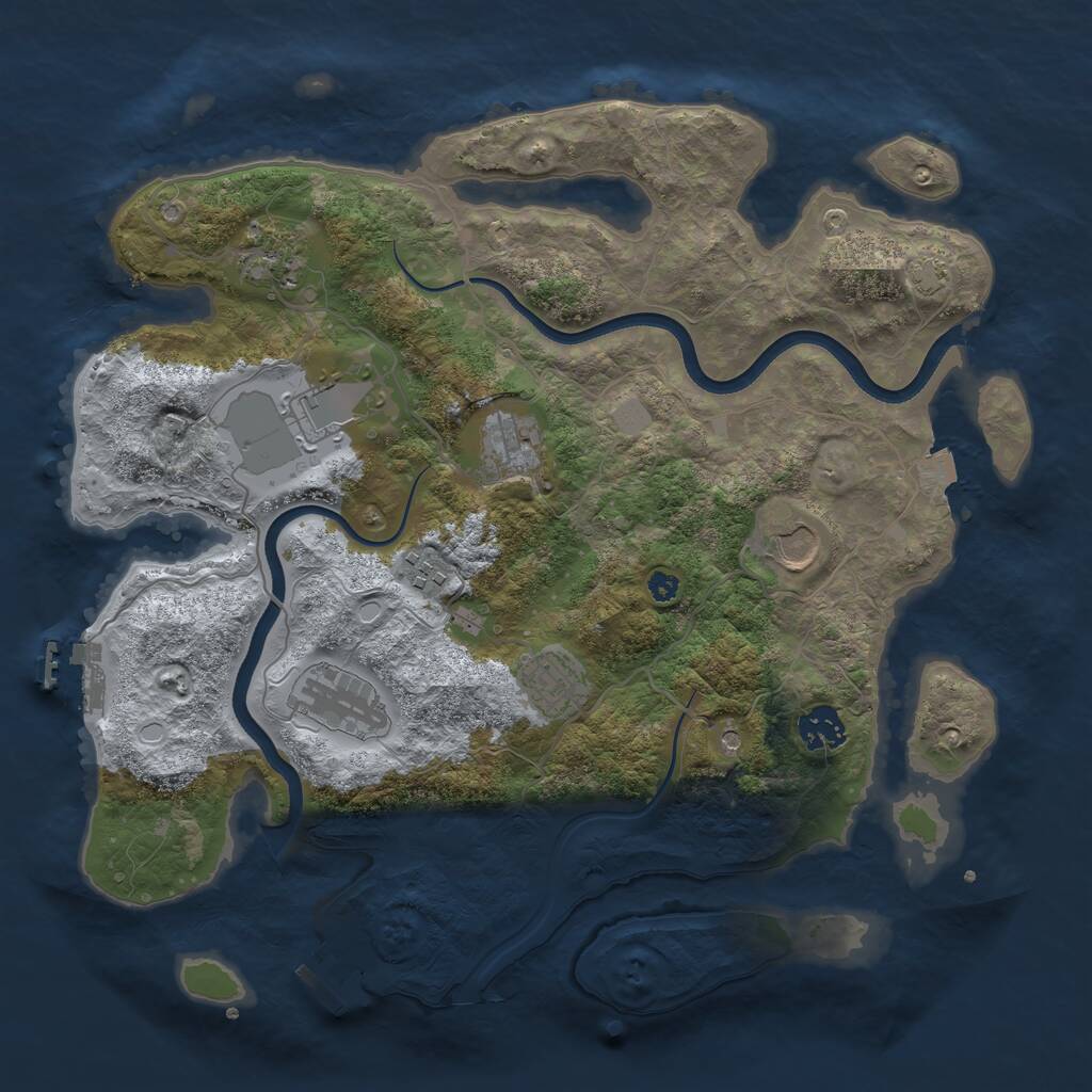 Rust Map: Procedural Map, Size: 3600, Seed: 47205269, 13 Monuments