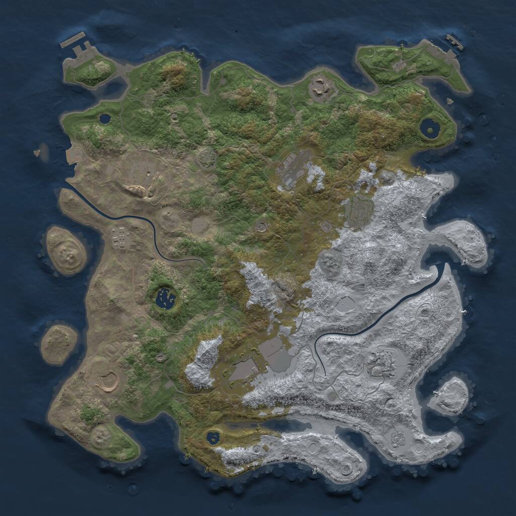 Rust Map: Procedural Map, Size: 3900, Seed: 10796177, 15 Monuments