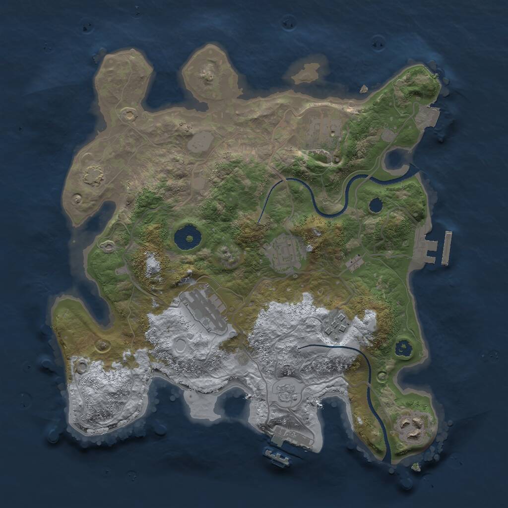 Rust Map: Procedural Map, Size: 3000, Seed: 1858930287, 10 Monuments