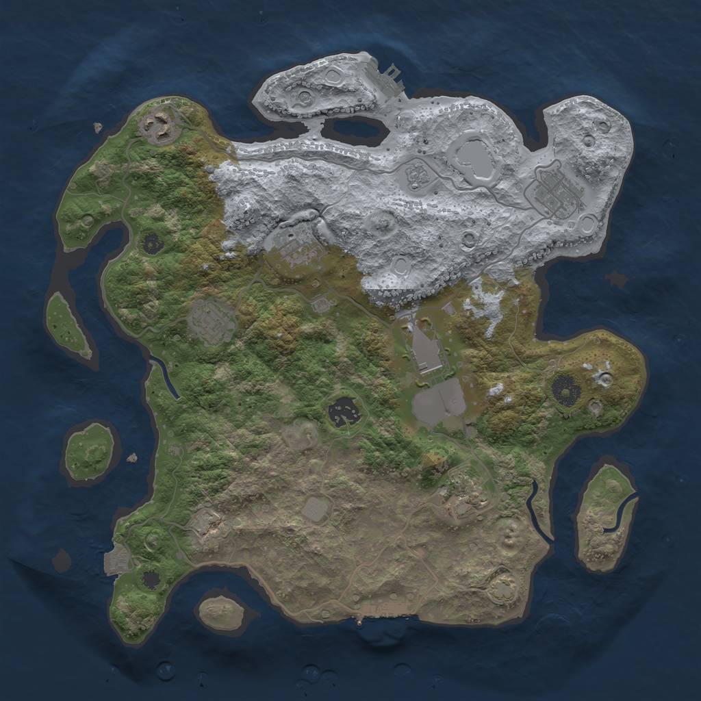 Rust Map: Procedural Map, Size: 3500, Seed: 625105617, 15 Monuments