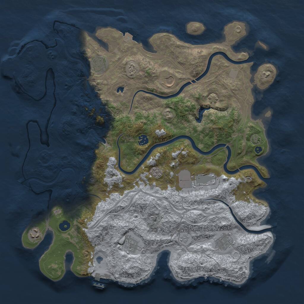 Rust Map: Procedural Map, Size: 4300, Seed: 77895973, 14 Monuments