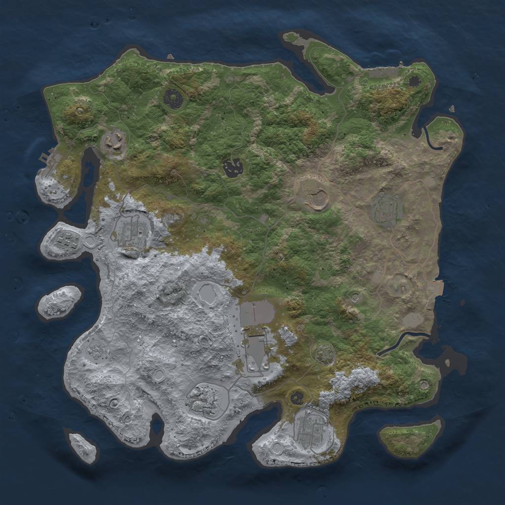 Rust Map: Procedural Map, Size: 3750, Seed: 2638978, 17 Monuments