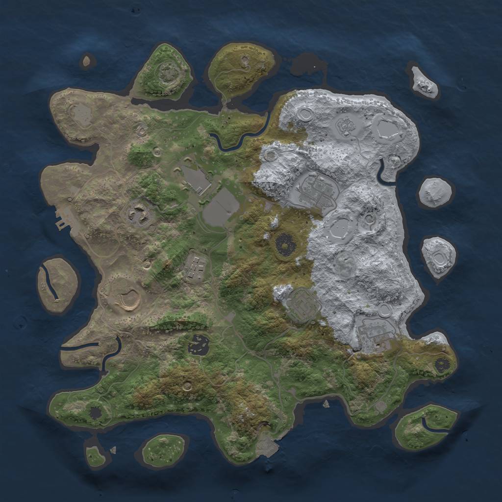 Rust Map: Procedural Map, Size: 3500, Seed: 1953224566, 15 Monuments