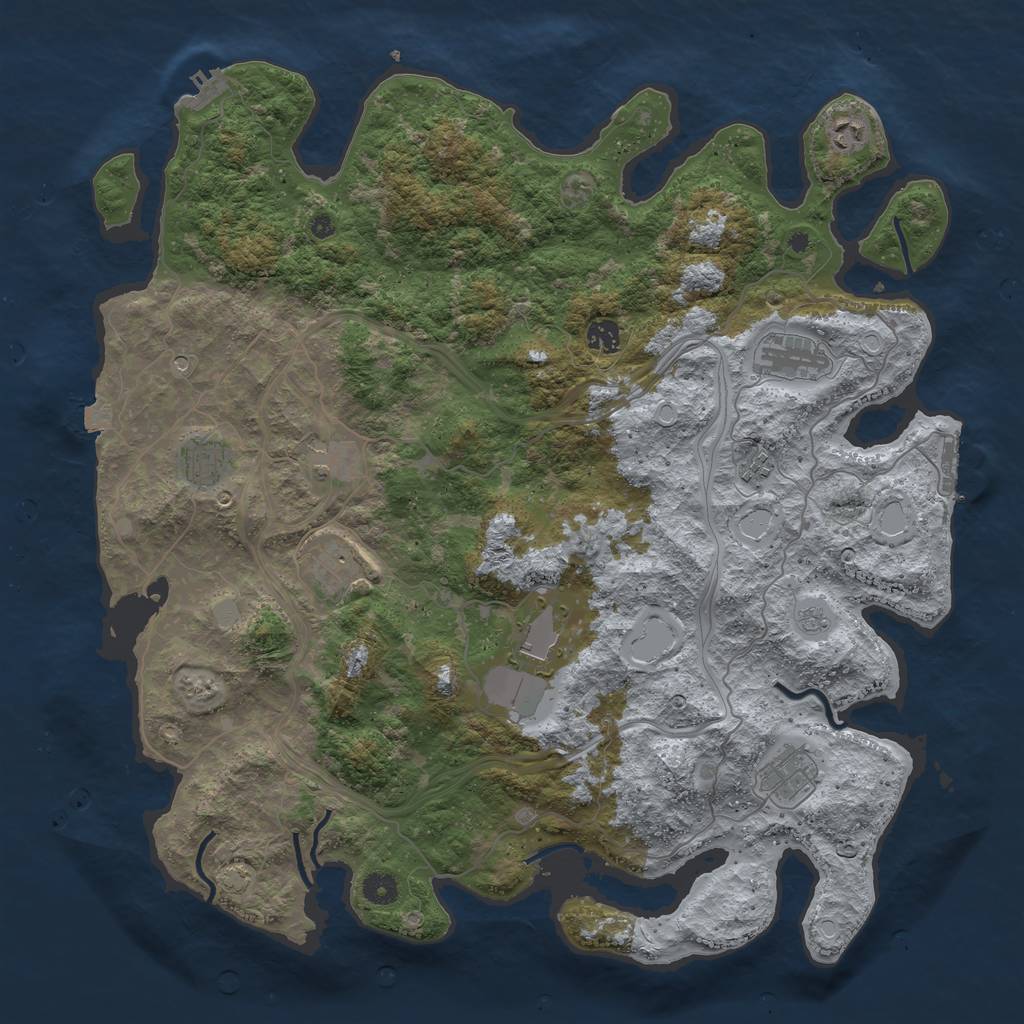 Rust Map: Procedural Map, Size: 4500, Seed: 762131392, 17 Monuments