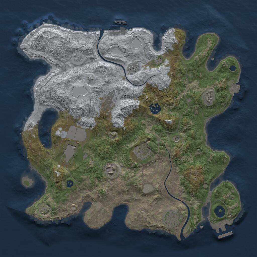 Rust Map: Procedural Map, Size: 3500, Seed: 914047170, 13 Monuments