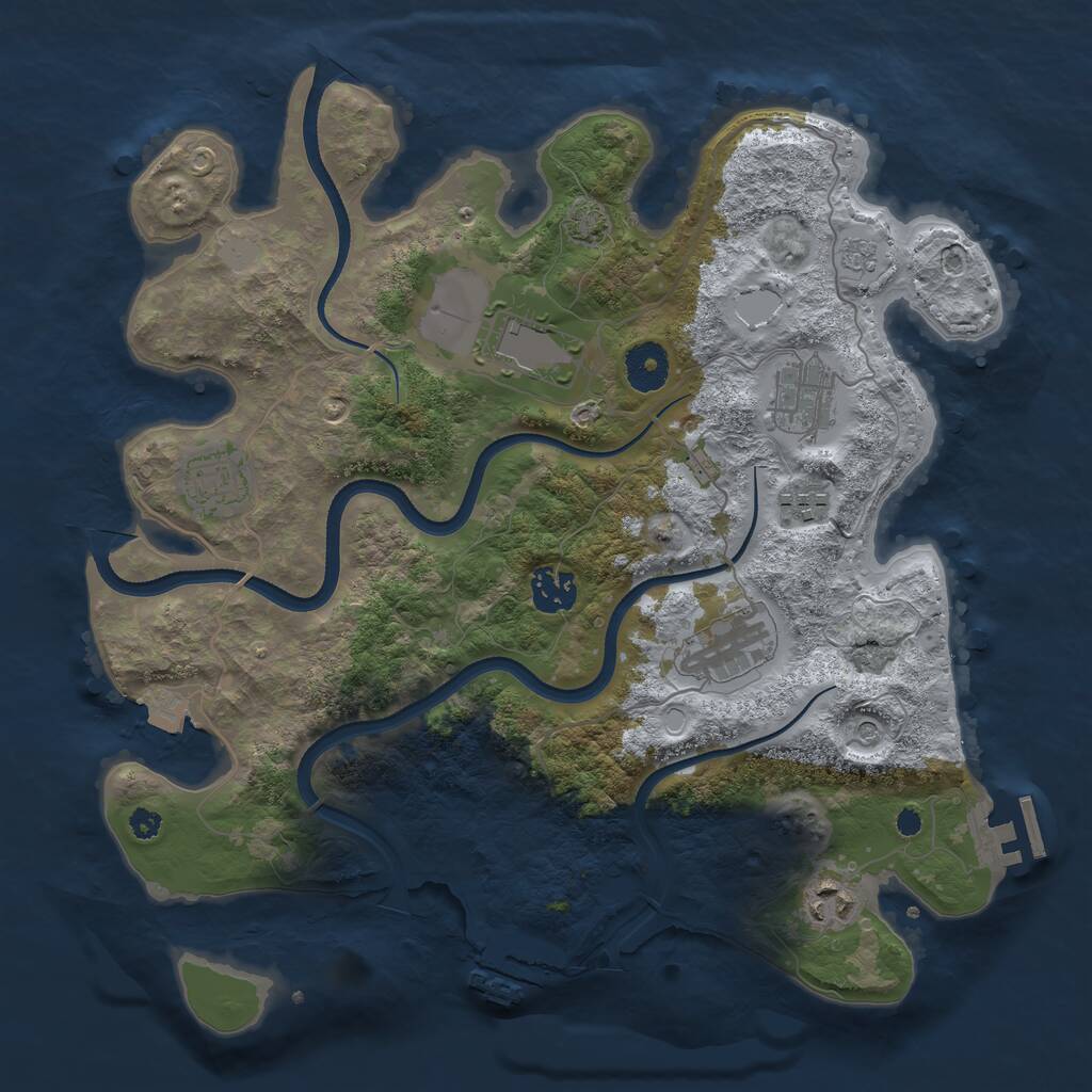 Rust Map: Procedural Map, Size: 3500, Seed: 1016793771, 13 Monuments
