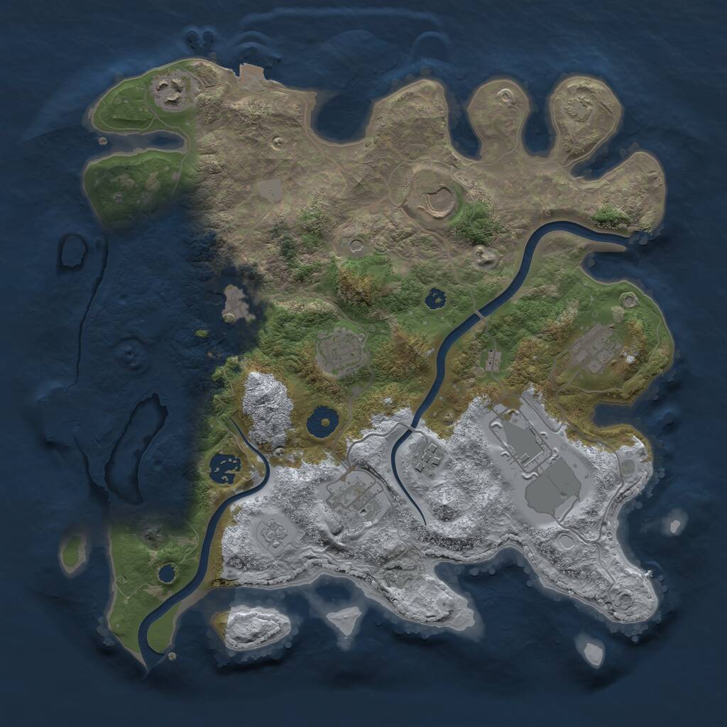 Rust Map: Procedural Map, Size: 3500, Seed: 1260291743, 14 Monuments