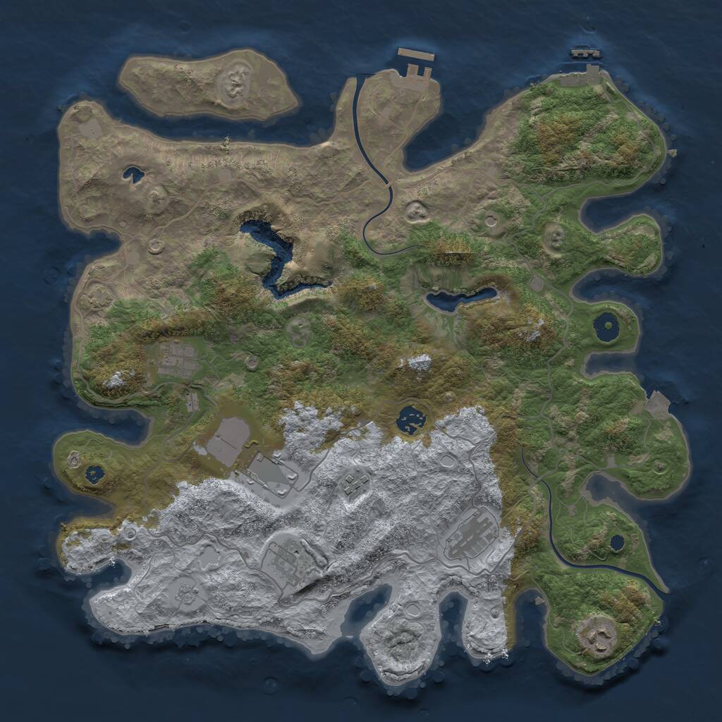 Rust Map: Procedural Map, Size: 4000, Seed: 33969173, 13 Monuments