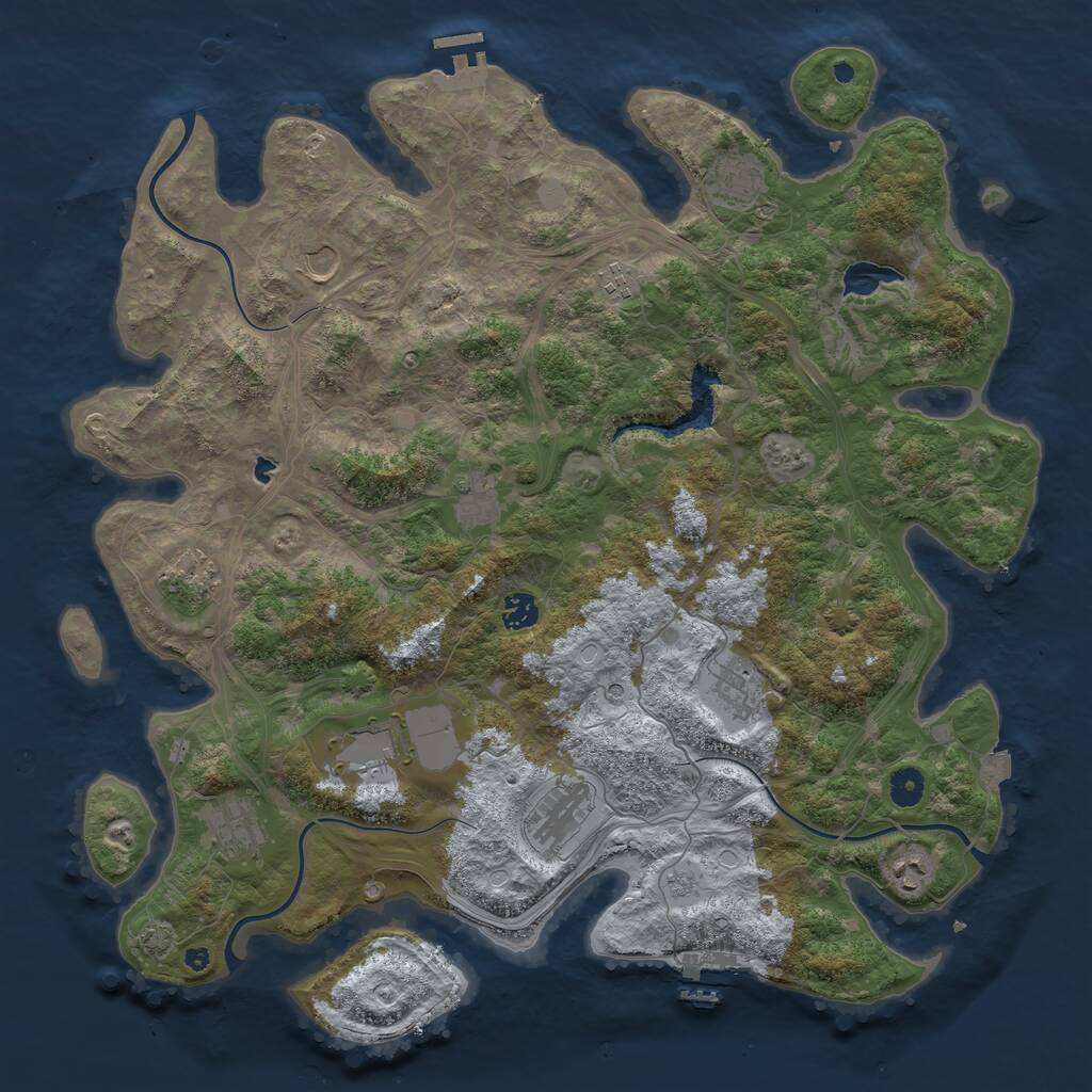 Rust Map: Procedural Map, Size: 4400, Seed: 84916351, 17 Monuments