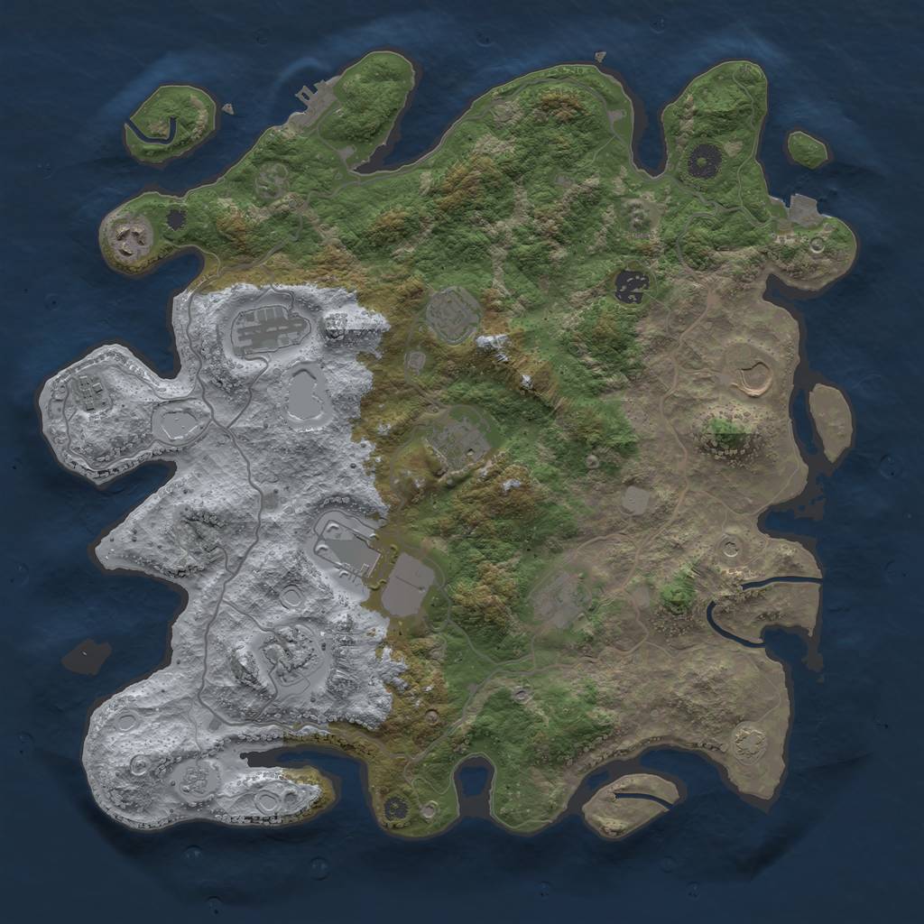 Rust Map: Procedural Map, Size: 4000, Seed: 48848885, 17 Monuments