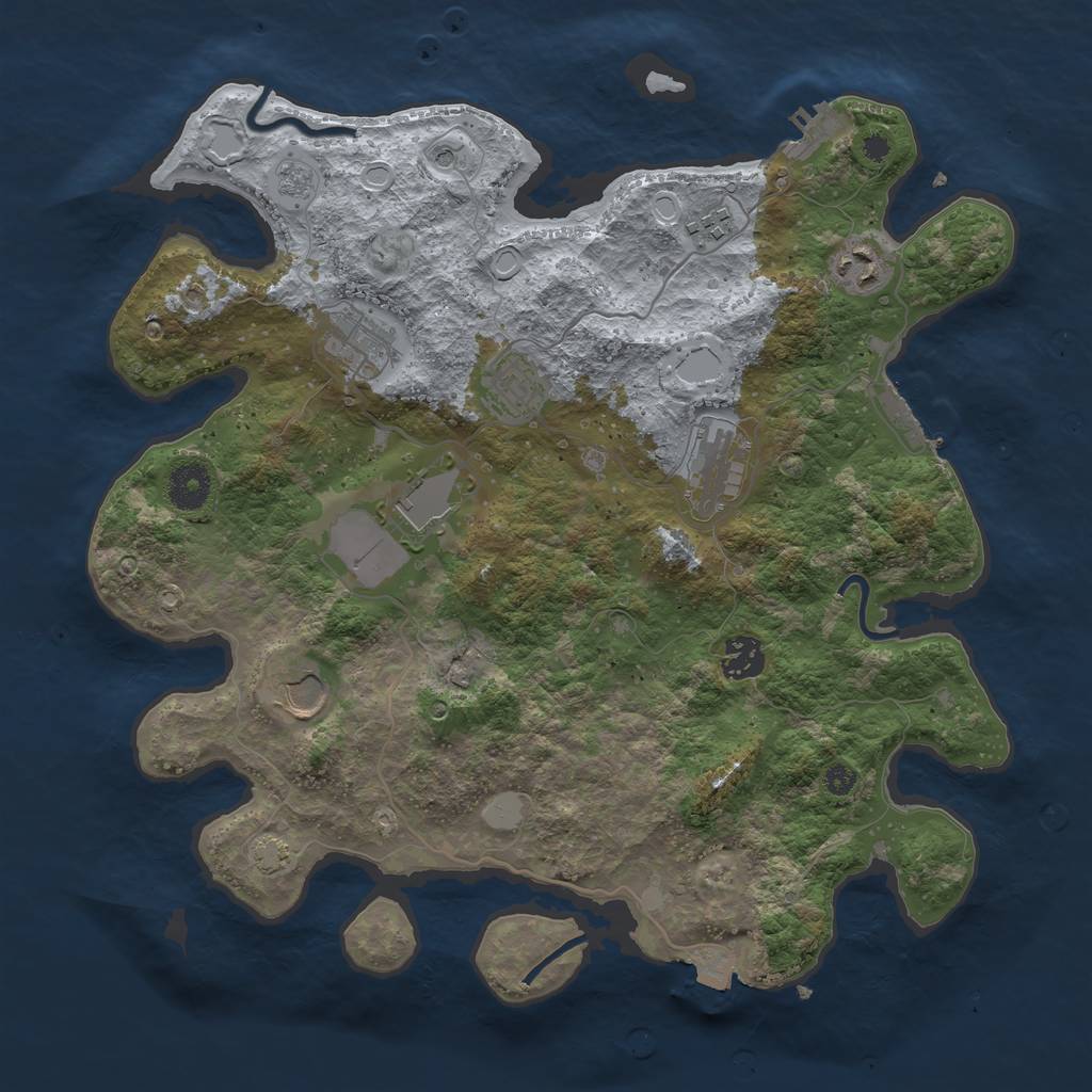 Rust Map: Procedural Map, Size: 3650, Seed: 16828269, 16 Monuments