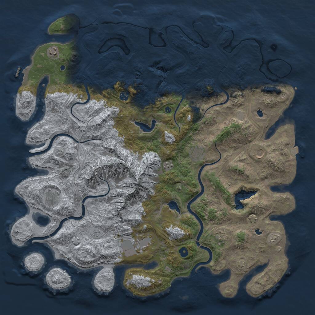 Rust Map: Procedural Map, Size: 5000, Seed: 616841757, 14 Monuments