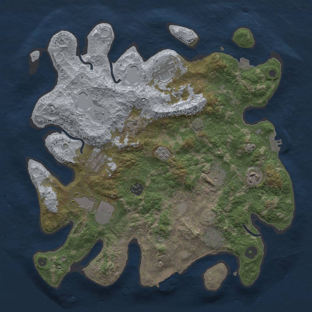 Rust Map: Procedural Map, Size: 3750, Seed: 39928414, 16 Monuments