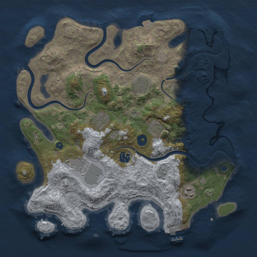 Rust Map: Procedural Map, Size: 3550, Seed: 89287464, 12 Monuments