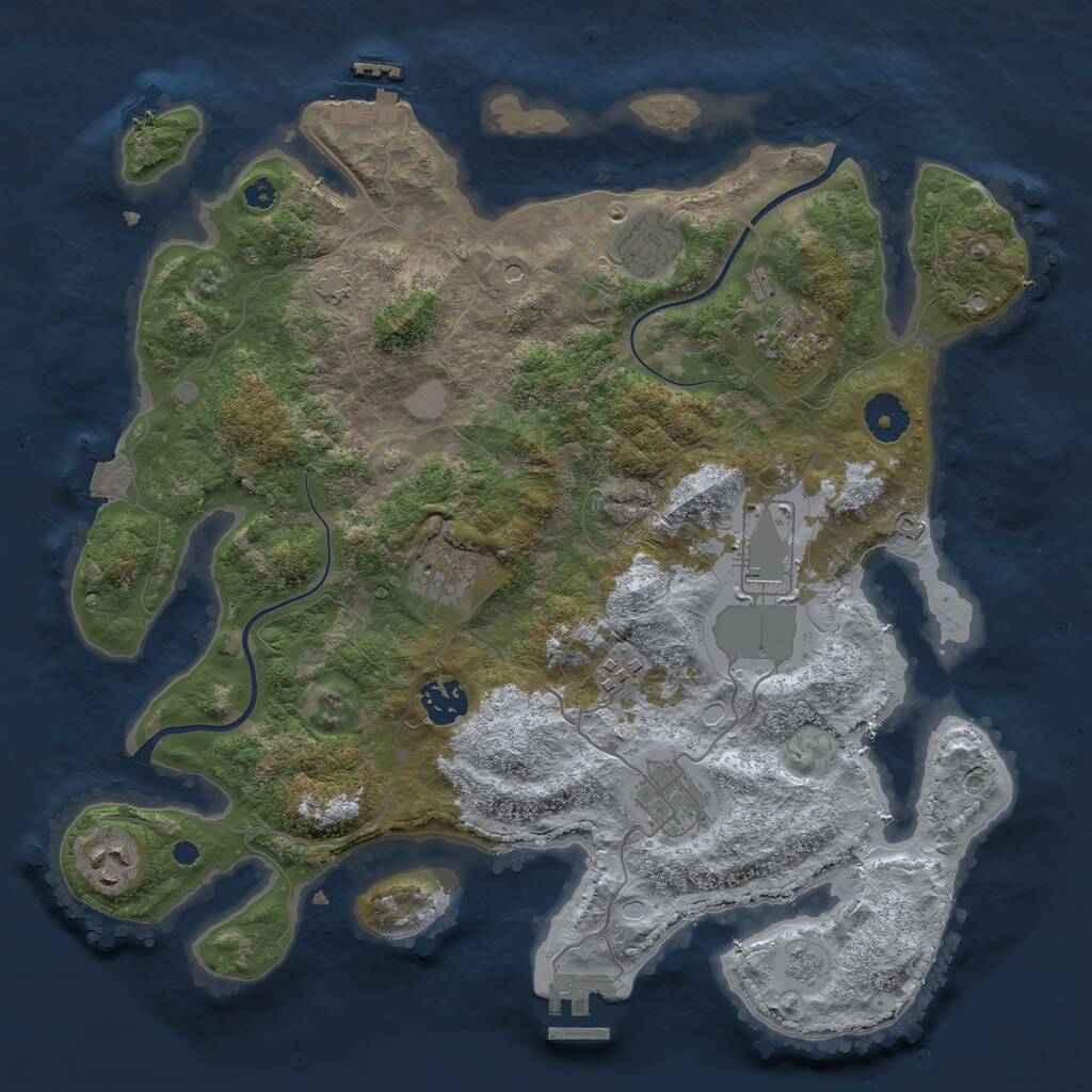 Rust Map: Procedural Map, Size: 3600, Seed: 77101035, 14 Monuments