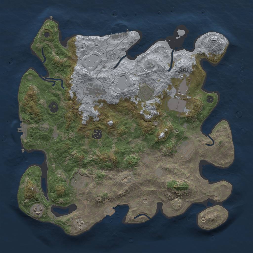 Rust Map: Procedural Map, Size: 3700, Seed: 398303386, 16 Monuments