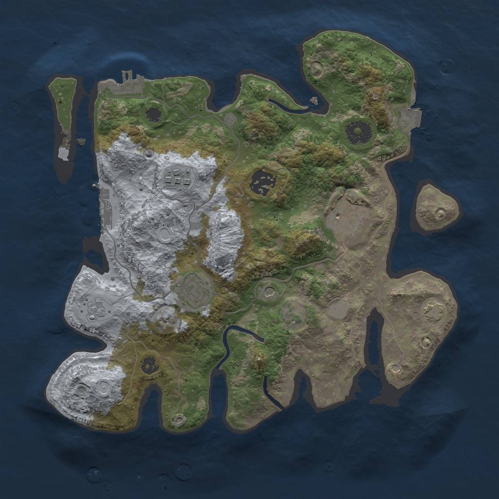 Rust Map: Procedural Map, Size: 3000, Seed: 569336961, 12 Monuments