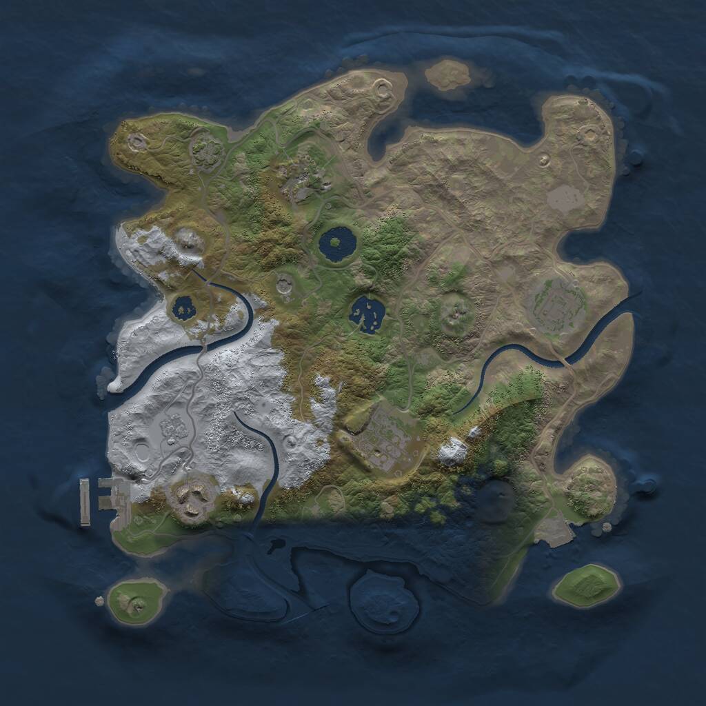 Rust Map: Procedural Map, Size: 3000, Seed: 2049809401, 10 Monuments