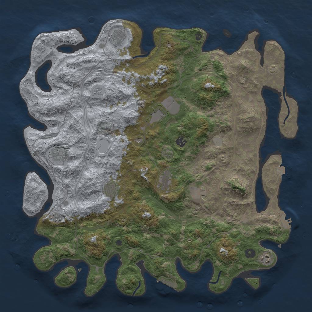 Rust Map: Procedural Map, Size: 4500, Seed: 1231857273, 17 Monuments