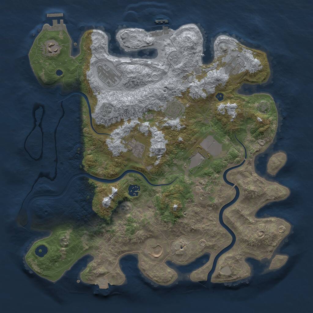 Rust Map: Procedural Map, Size: 3900, Seed: 9500749, 16 Monuments