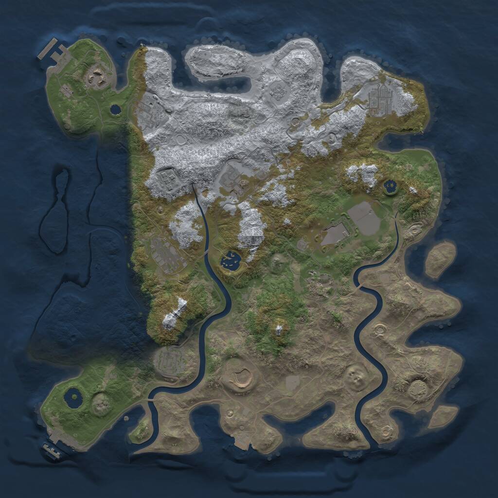 Rust Map: Procedural Map, Size: 3900, Seed: 9500749, 17 Monuments