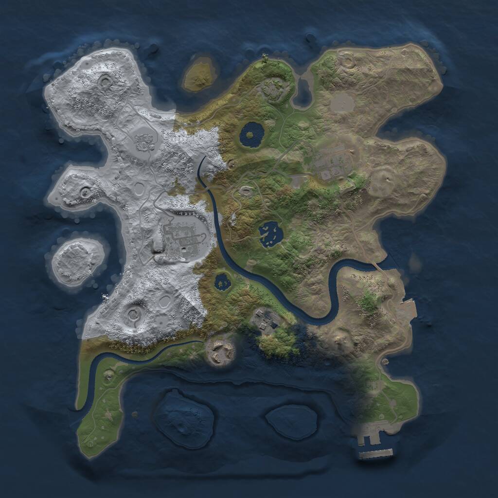 Rust Map: Procedural Map, Size: 3000, Seed: 558, 10 Monuments