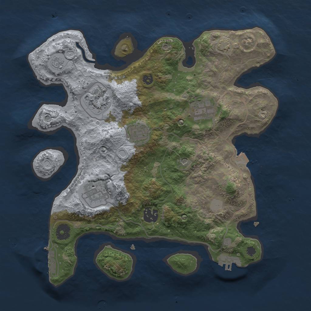 Rust Map: Procedural Map, Size: 3000, Seed: 558, 13 Monuments