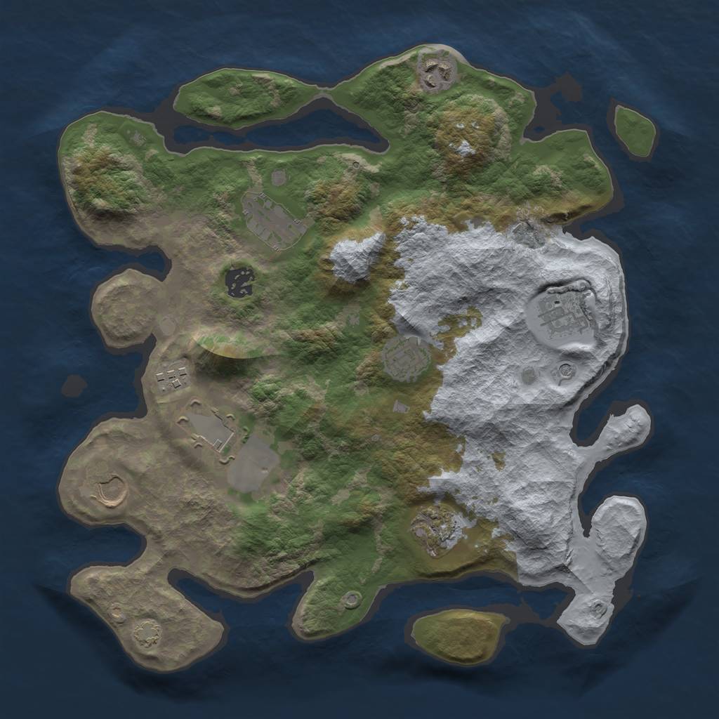 Rust Map: Barren, Size: 3500, Seed: 5013964, 13 Monuments