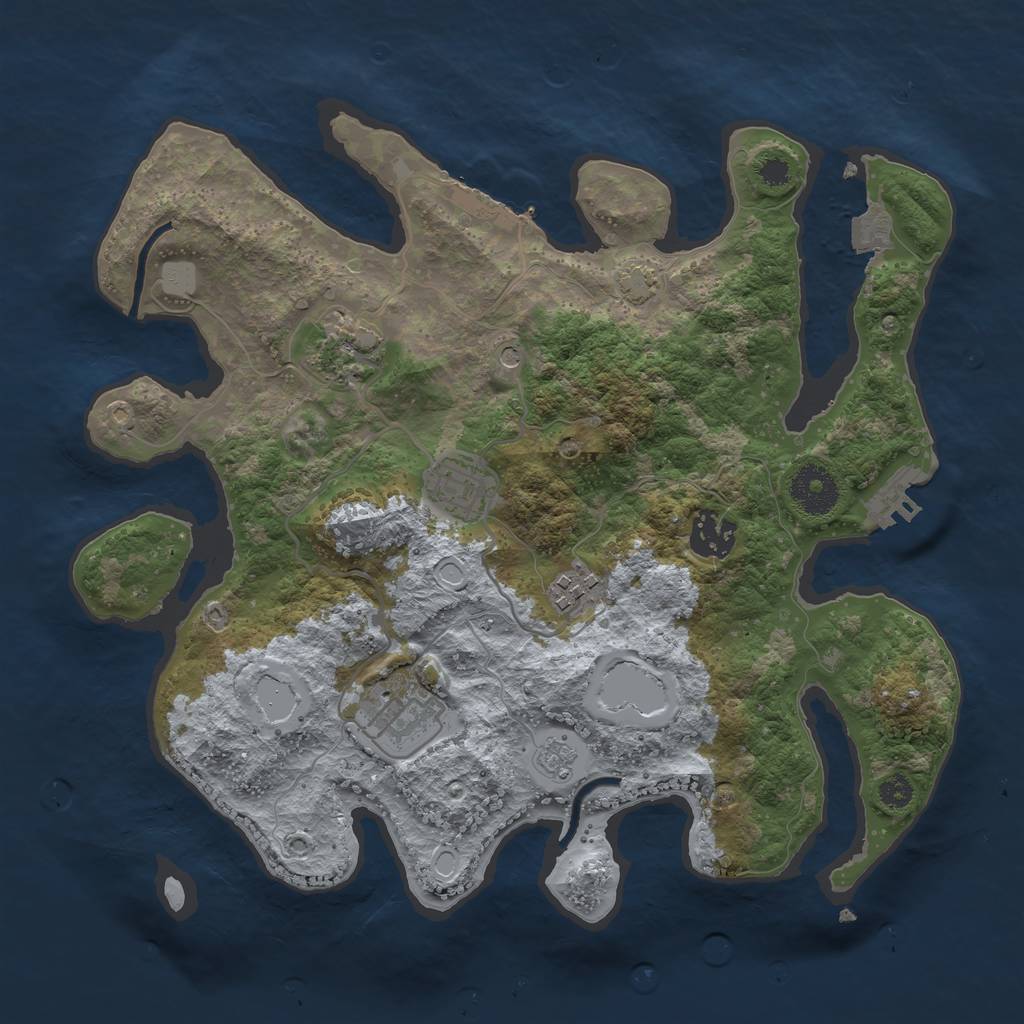 Rust Map: Procedural Map, Size: 3200, Seed: 7250645, 13 Monuments