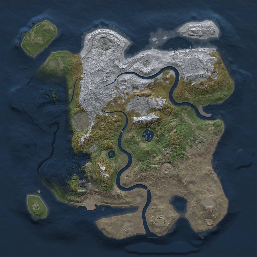 Rust Map: Procedural Map, Size: 3250, Seed: 1424008442, 10 Monuments