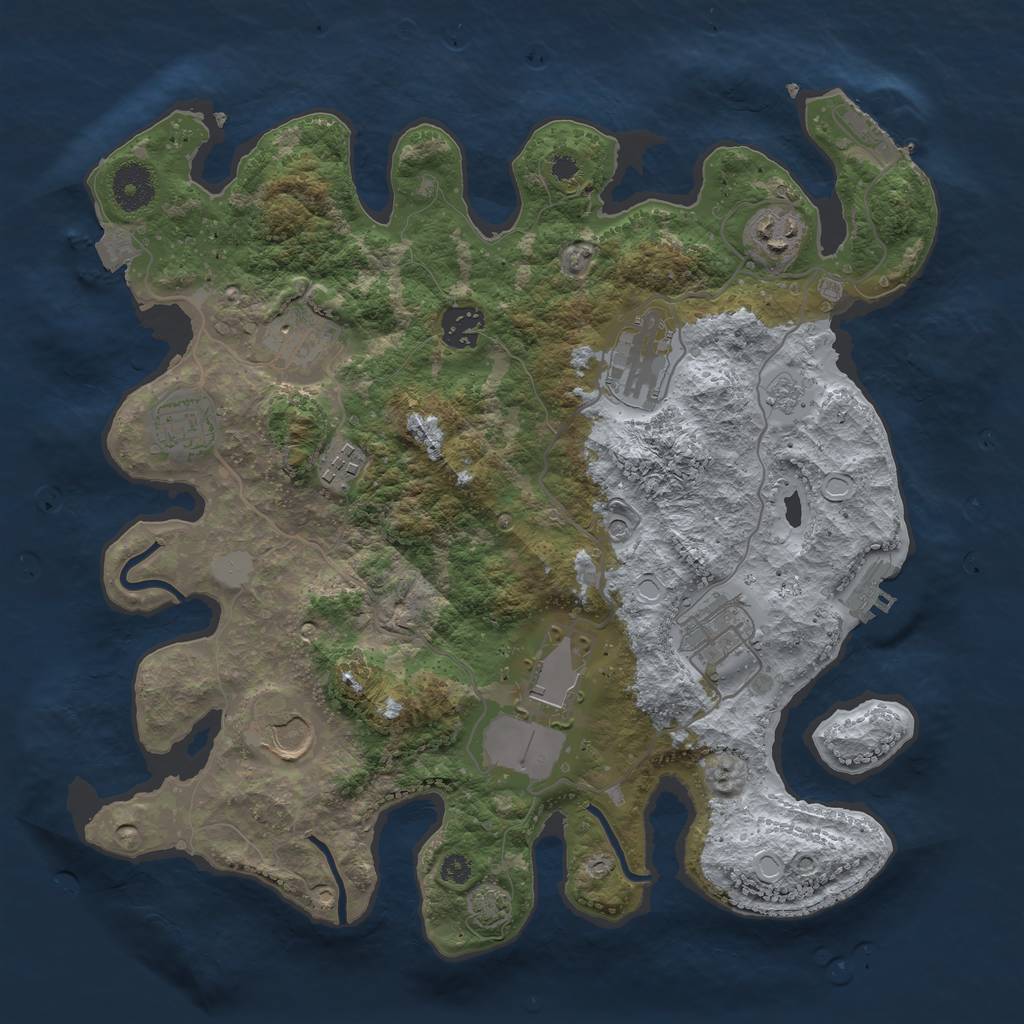 Rust Map: Procedural Map, Size: 3500, Seed: 648352, 17 Monuments