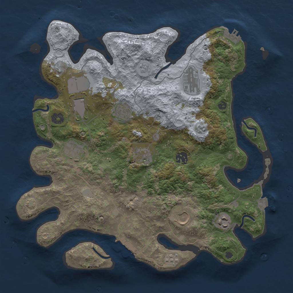 Rust Map: Procedural Map, Size: 3500, Seed: 805287675, 17 Monuments